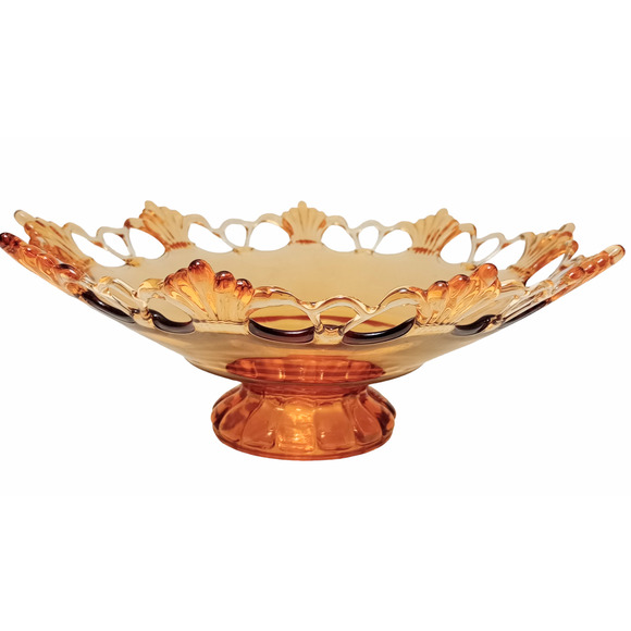 Westmoreland Ring And Petal Amber Pedestal Console Bowl - Picture 1 of 4